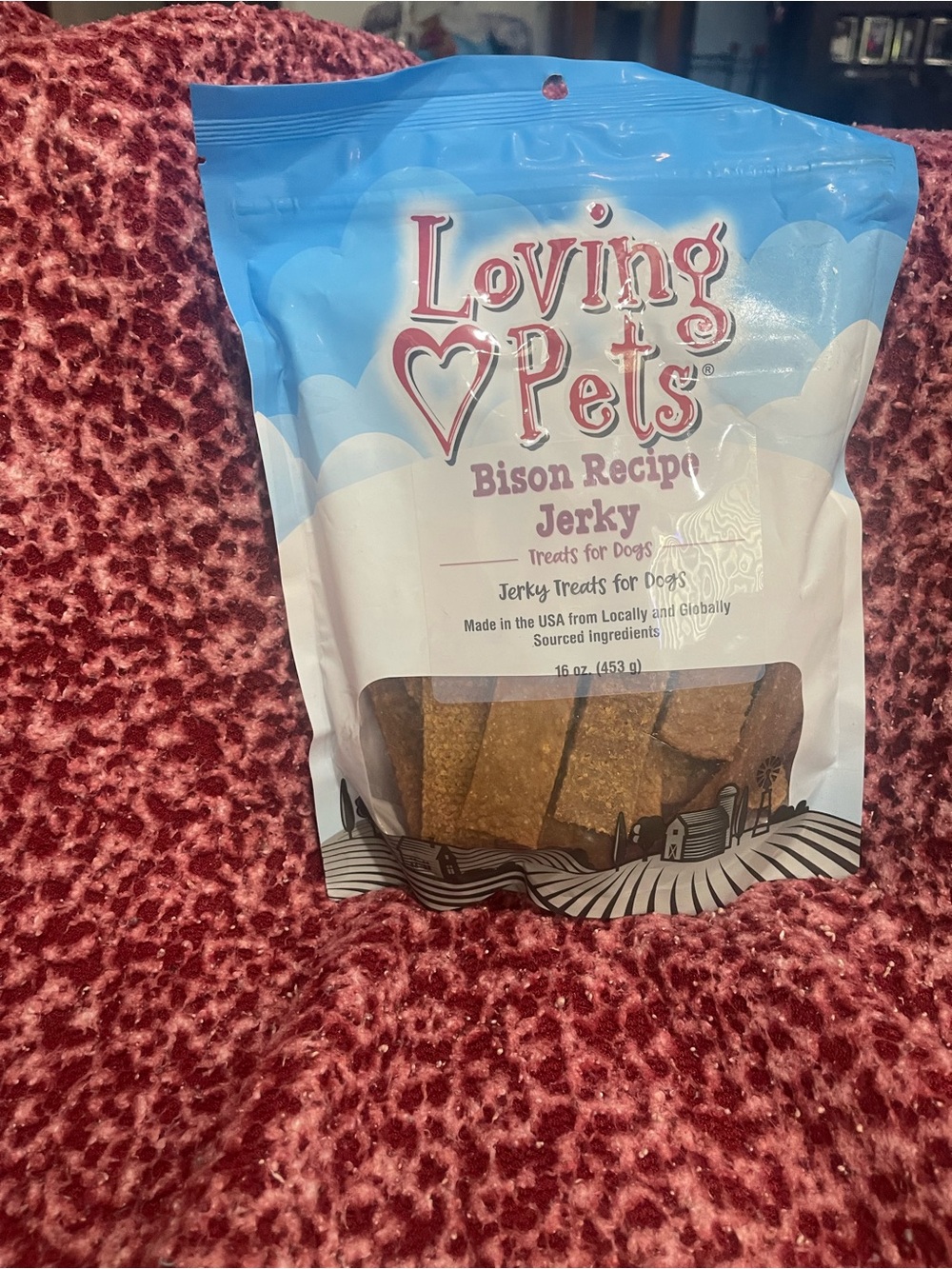 Loving Pets Bison Recipe Jerky Dog Treats - Blue & White Bag